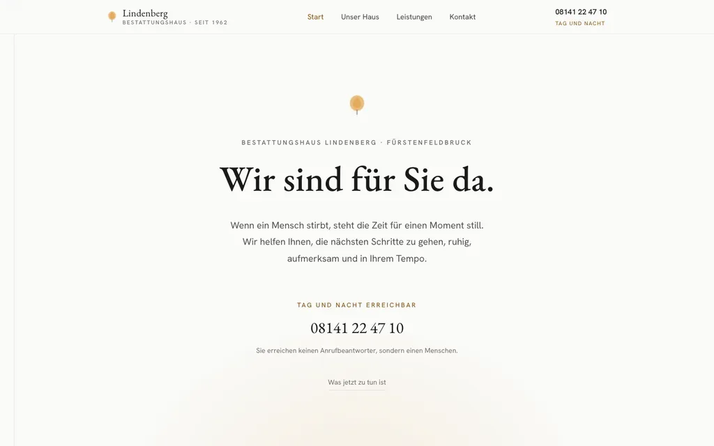 Bestattungshaus Lindenberg, Live-Demo