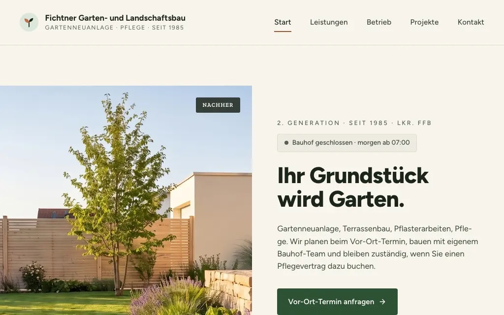 Fichtner Garten- und Landschaftsbau, Live-Demo
