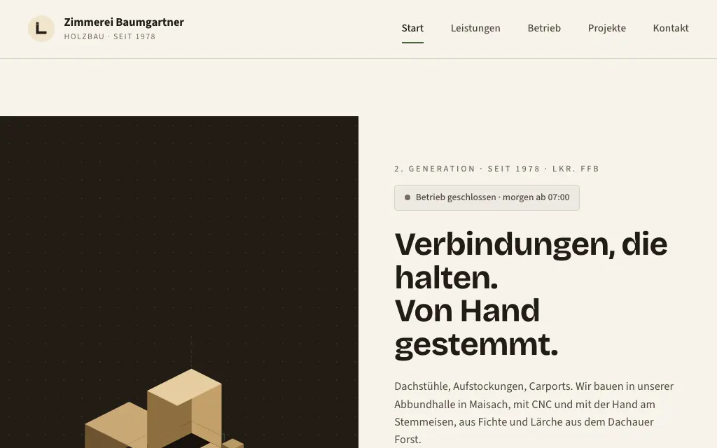 Zimmerei Baumgartner, Live-Demo