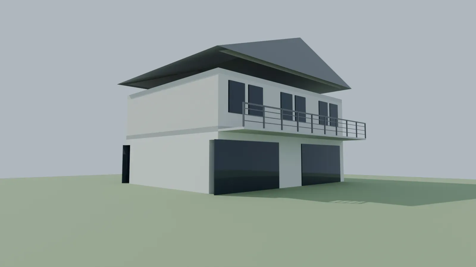 Rohmodell des Beispielhauses aus Blender, maßhaltig aus dem Plan aufgebaut