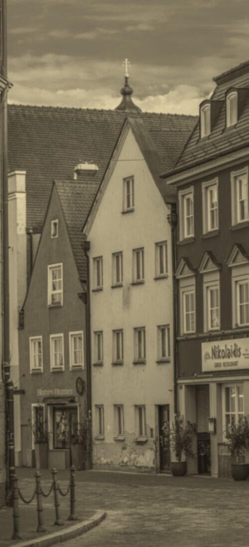 Altstadt-Giebel mit farbigen Fassaden, Landshut