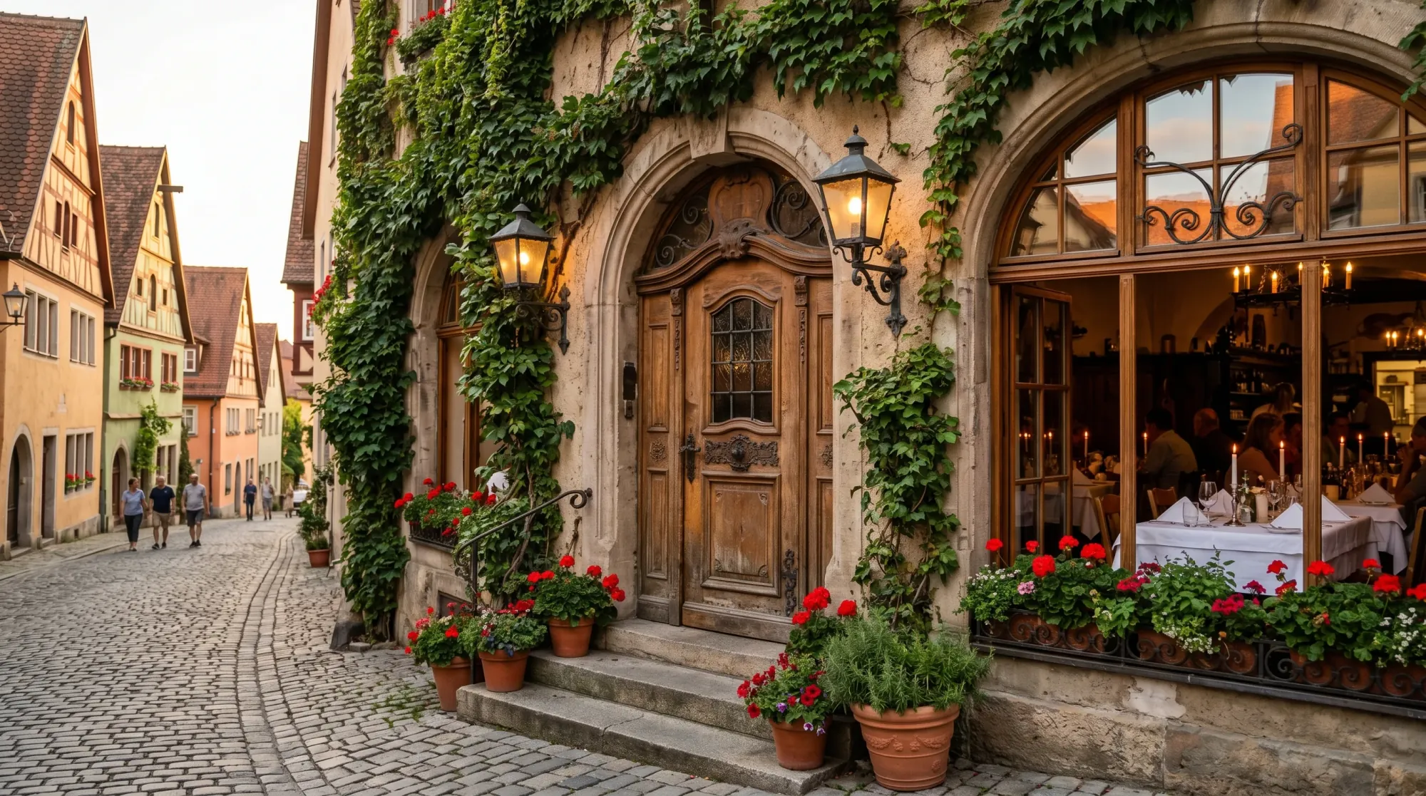Restaurant im bayerischen Stadtbild, typisch für Oberbayern und Olching